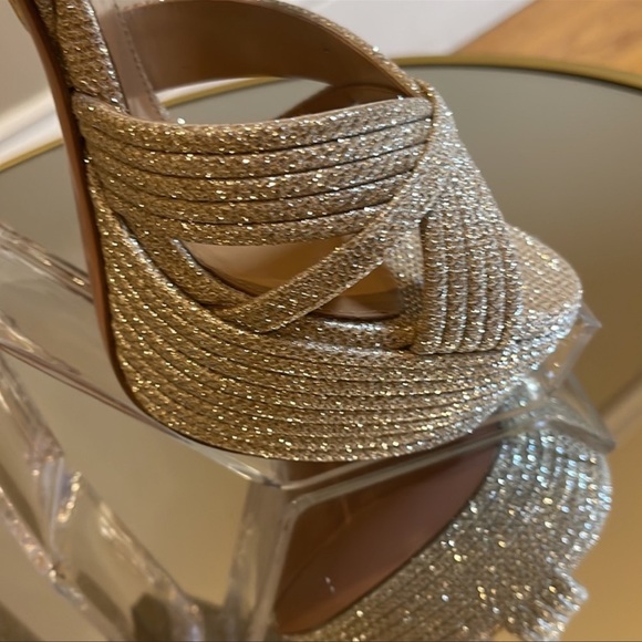 Aquazzura Sundance 140 Glitter Platform Sandals sz 39 - Picture 12 of 16